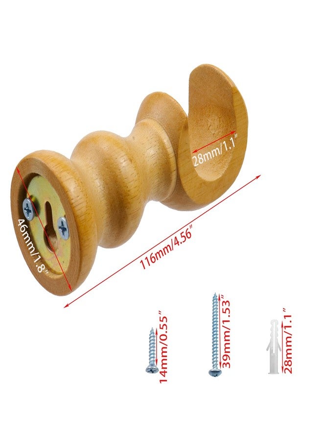 Woogim Wood Curtain Brackets Window Curtain Single Holders with Round Base for Window Hardware Rod Holders 28mm/1.1inch 2 PCS (Wood Color) - Image 2